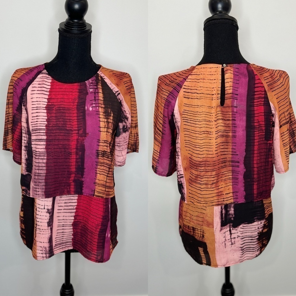 Bar III Multi Colored Layered Top (XS)